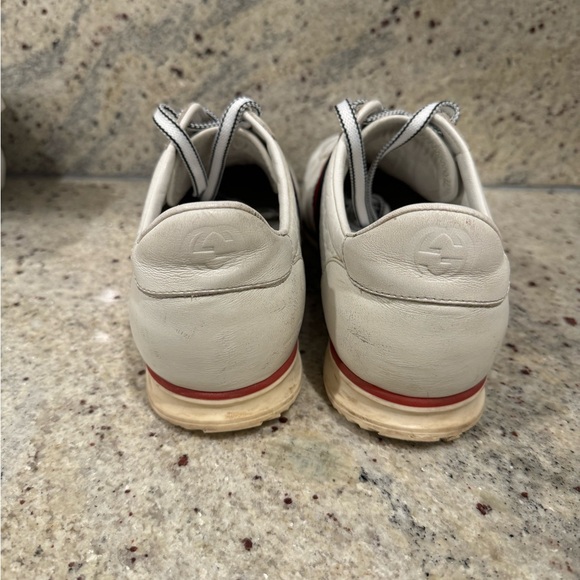 Gucci White Guccissima Leather Web Detail Low Top Sneakers Size 9G - Picture 3 of 9
